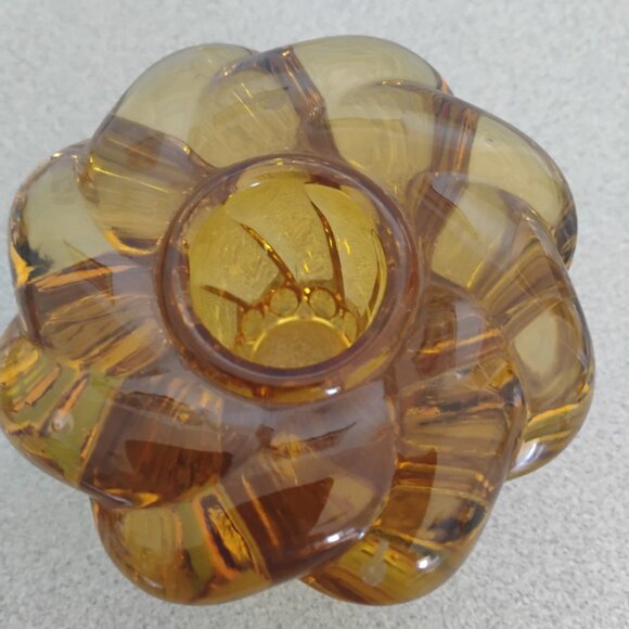 Viking Art Glass MCM Twist Design Set of 2 Candleholders Amber - Picture 5 of 5